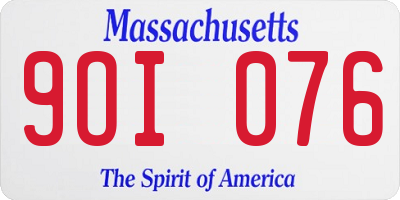 MA license plate 9OI076