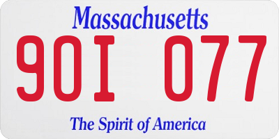 MA license plate 9OI077