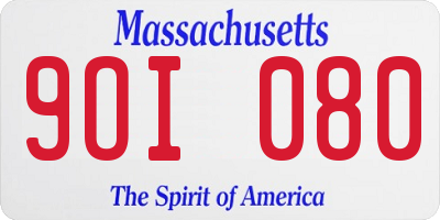MA license plate 9OI080