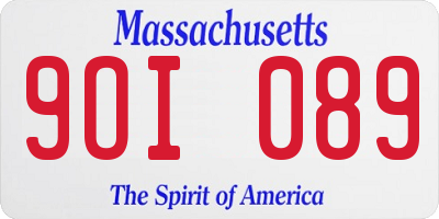 MA license plate 9OI089