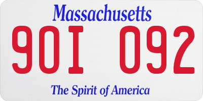 MA license plate 9OI092