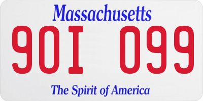 MA license plate 9OI099