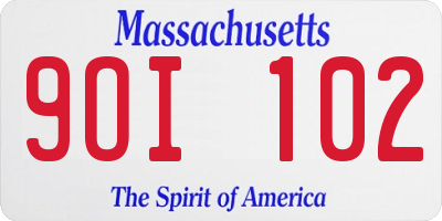 MA license plate 9OI102