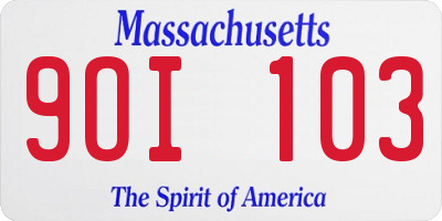 MA license plate 9OI103