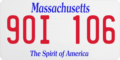 MA license plate 9OI106