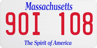 MA license plate 9OI108