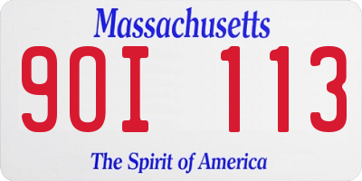 MA license plate 9OI113