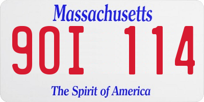 MA license plate 9OI114