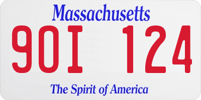 MA license plate 9OI124