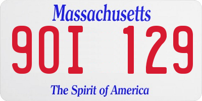 MA license plate 9OI129