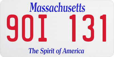 MA license plate 9OI131