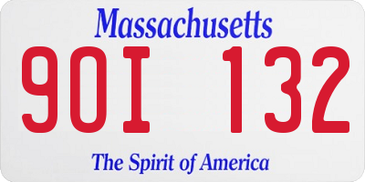 MA license plate 9OI132