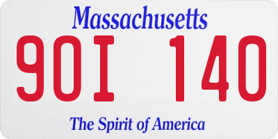 MA license plate 9OI140