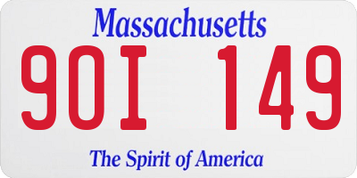 MA license plate 9OI149