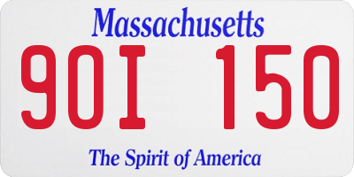 MA license plate 9OI150
