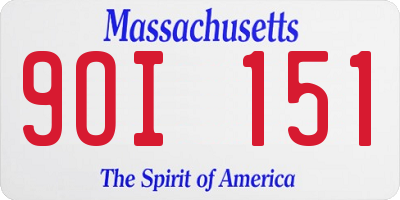 MA license plate 9OI151