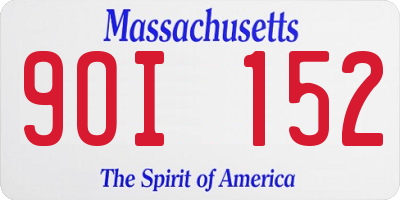 MA license plate 9OI152