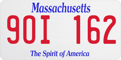 MA license plate 9OI162
