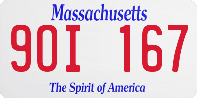 MA license plate 9OI167