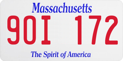 MA license plate 9OI172