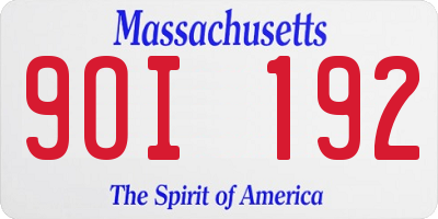 MA license plate 9OI192