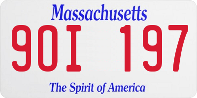 MA license plate 9OI197