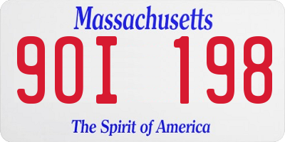 MA license plate 9OI198