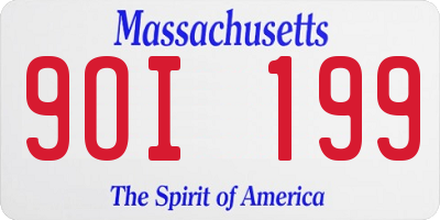 MA license plate 9OI199