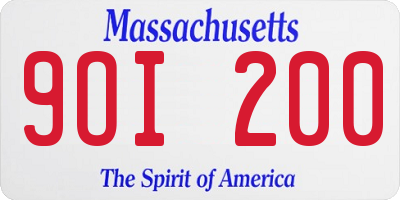 MA license plate 9OI200