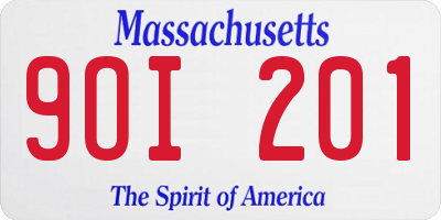 MA license plate 9OI201