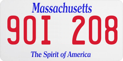 MA license plate 9OI208