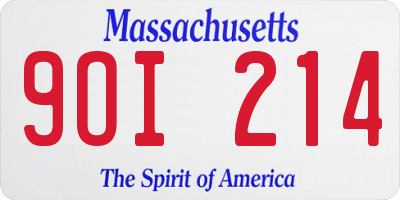 MA license plate 9OI214
