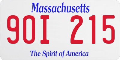 MA license plate 9OI215
