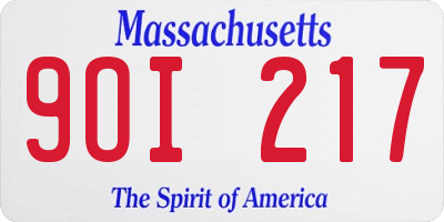 MA license plate 9OI217