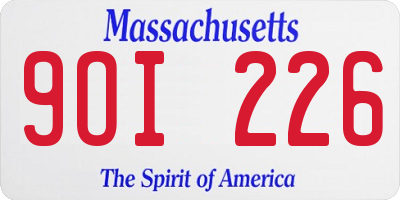 MA license plate 9OI226