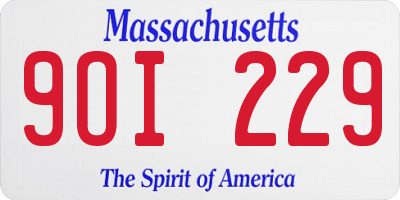 MA license plate 9OI229