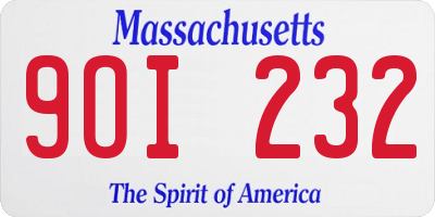 MA license plate 9OI232