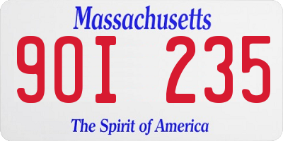 MA license plate 9OI235
