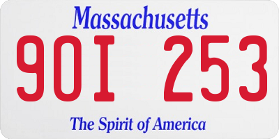 MA license plate 9OI253