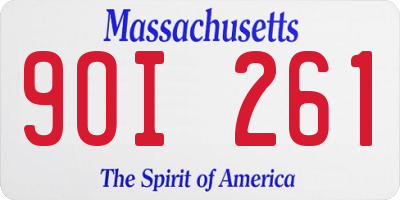 MA license plate 9OI261