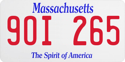 MA license plate 9OI265