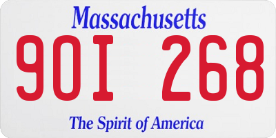 MA license plate 9OI268