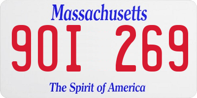 MA license plate 9OI269