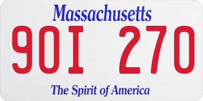 MA license plate 9OI270