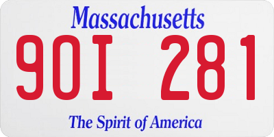 MA license plate 9OI281