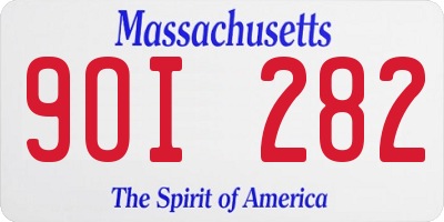 MA license plate 9OI282