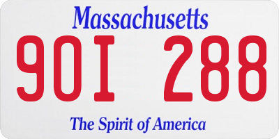 MA license plate 9OI288