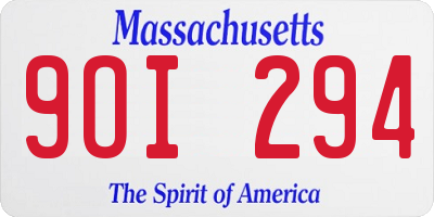 MA license plate 9OI294