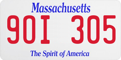 MA license plate 9OI305