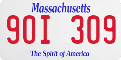 MA license plate 9OI309